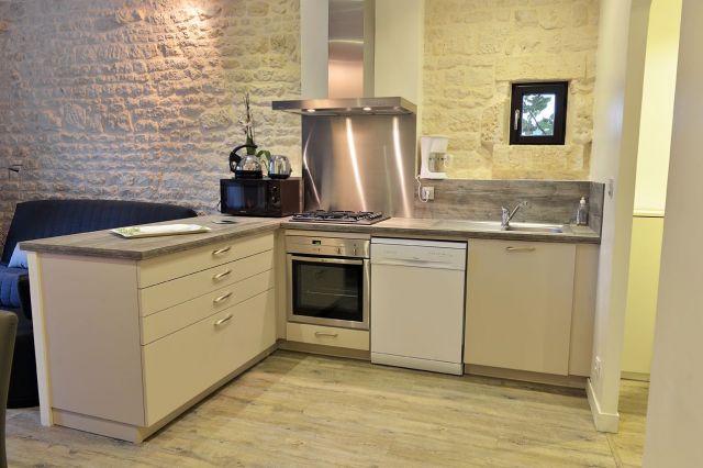 Cuisine ouverte sur le salon toute équipée