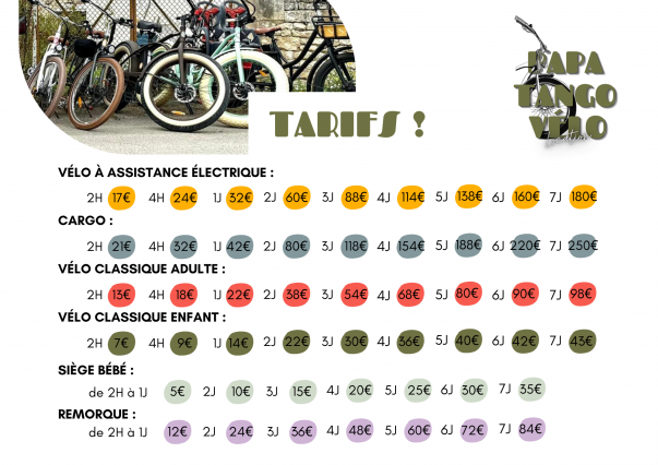 TARIFS PAPA TANGO VELO